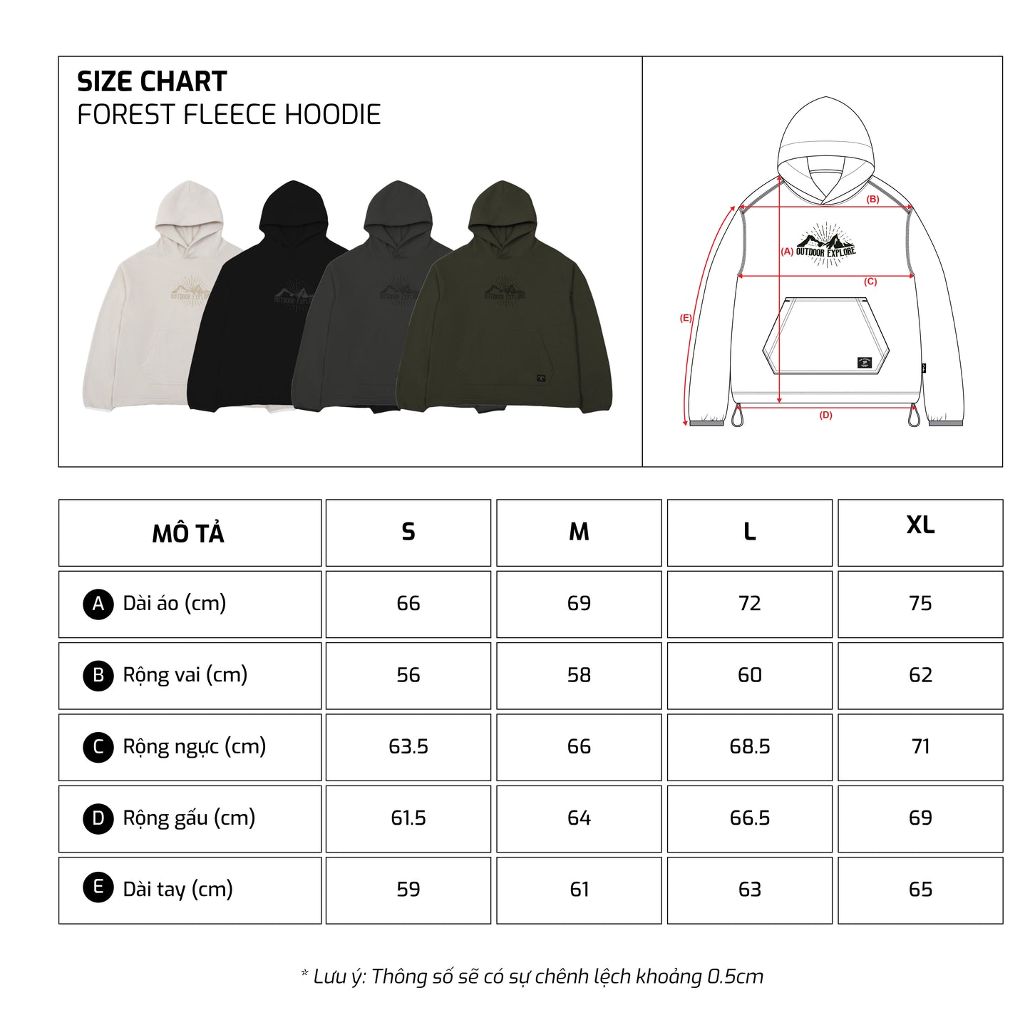 Size chart - TJO3SH1