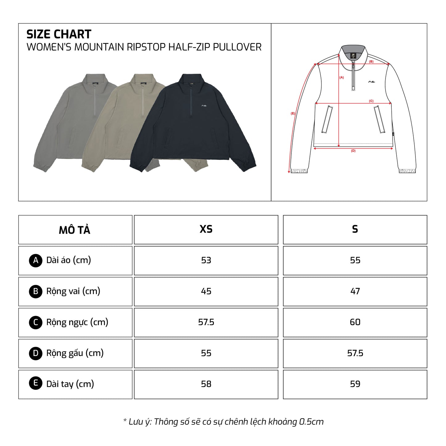 Size chart - TJO3SSE1