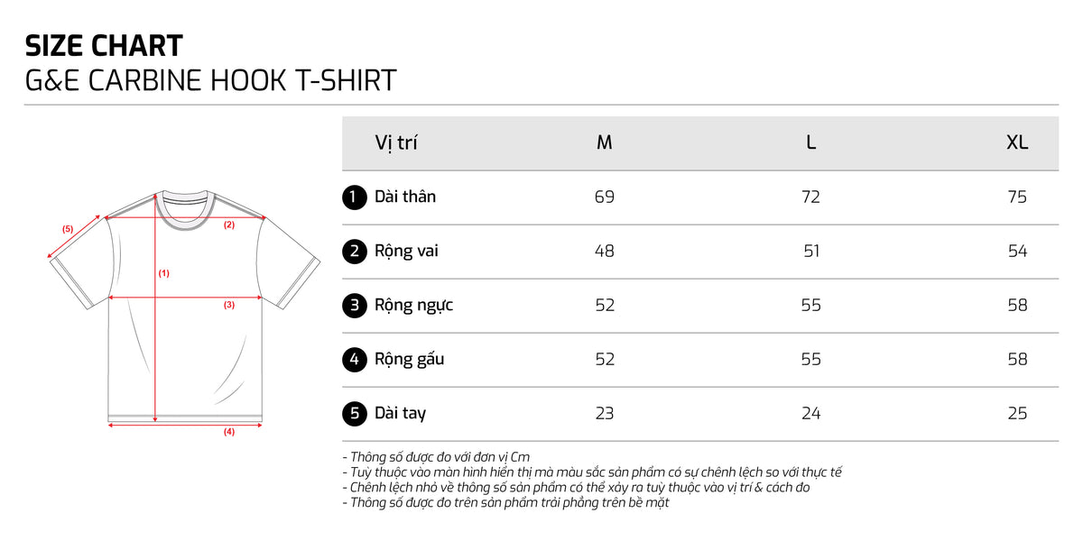 Bảng size – TJO G&E Carbine Hook Tshirt