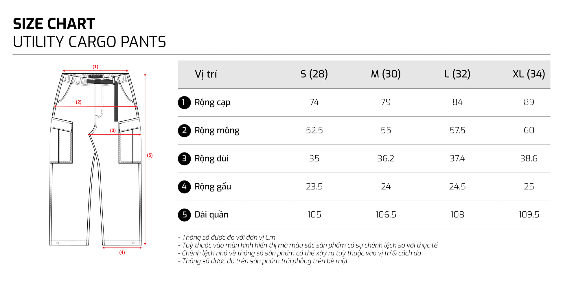 Size chart - TJO4SP3