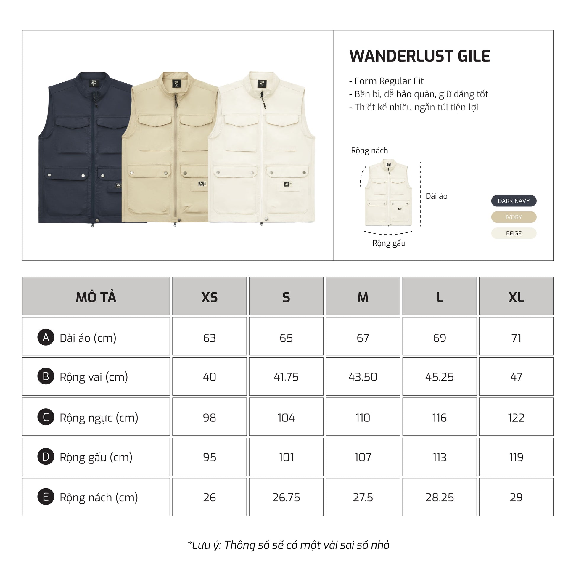 Size chart - TJOH12