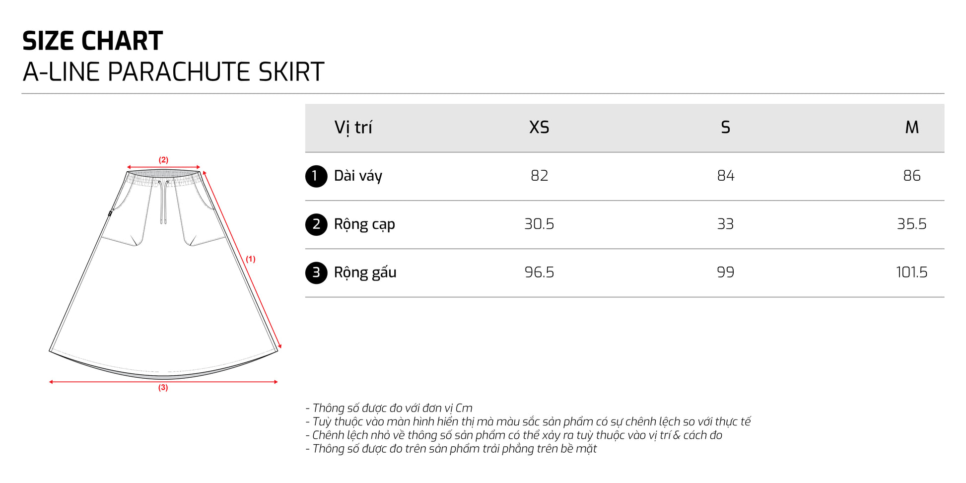 Size chart - TJO5SSK1